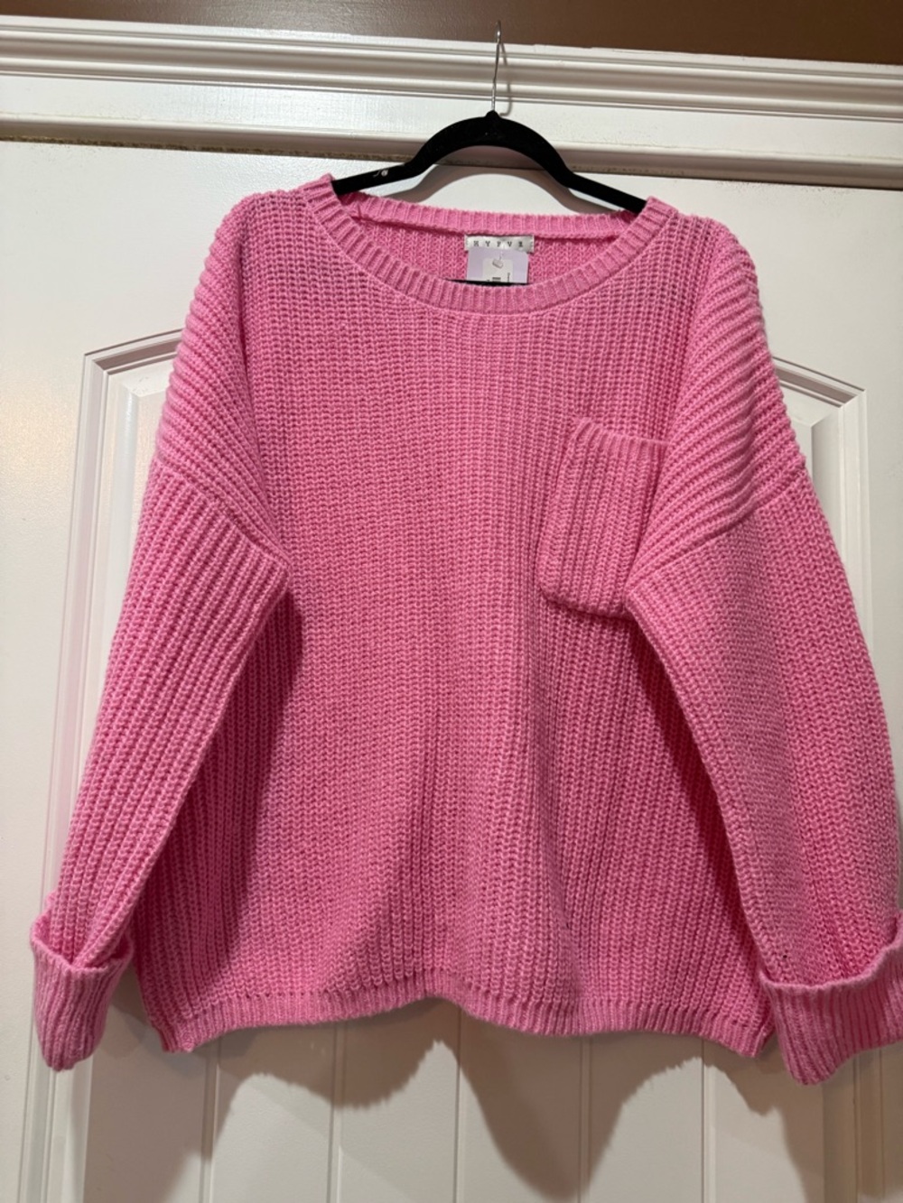 HYFVE Bubblegum Pink Chunky Crewneck Sweater with Pocket